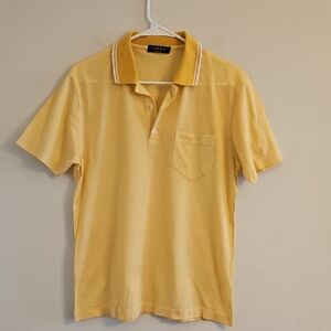 Canali Yellow Polo Shirt with Contrast Collar Trim